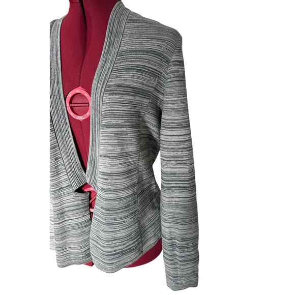 Eileen Fisher Size XXS TP Organic Cotton Blend Gray Ribbed Open Cardigan - Picture 3 of 7